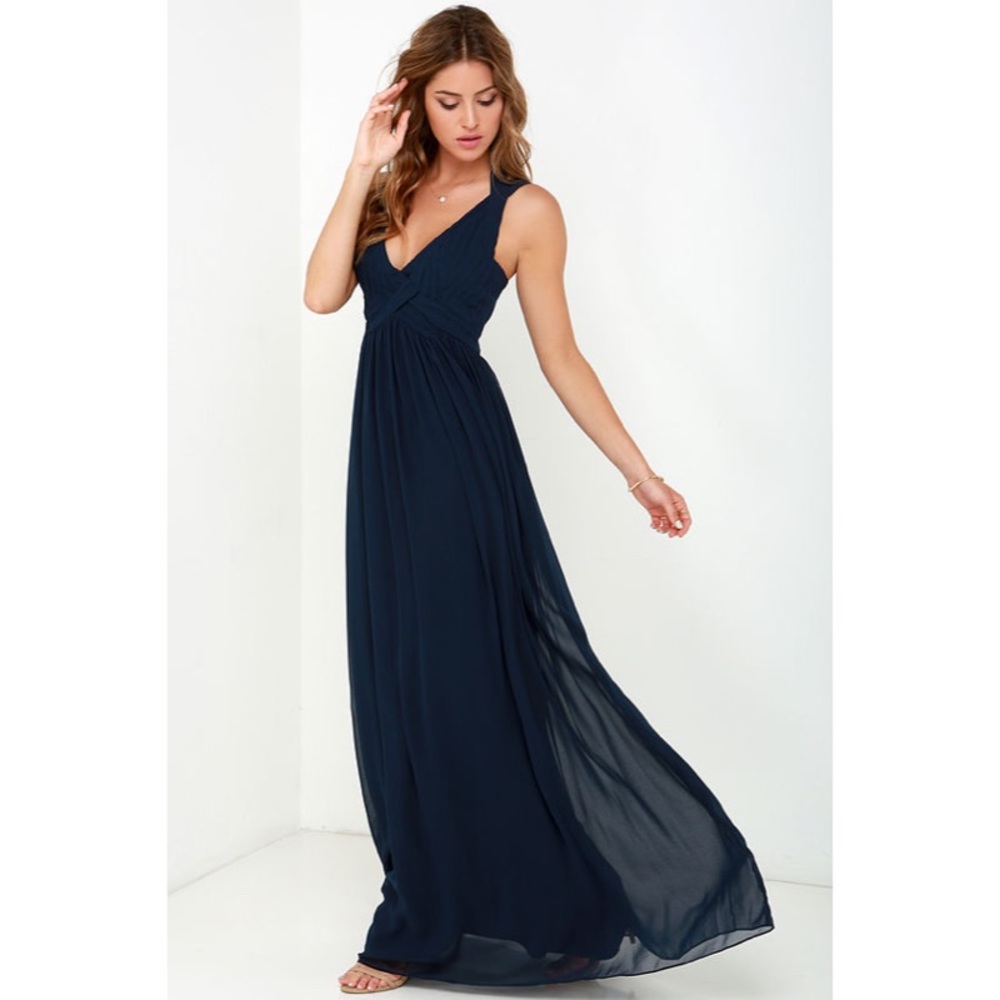 Lulu’s Strike a Minerva Navy Blue Maxi Dress